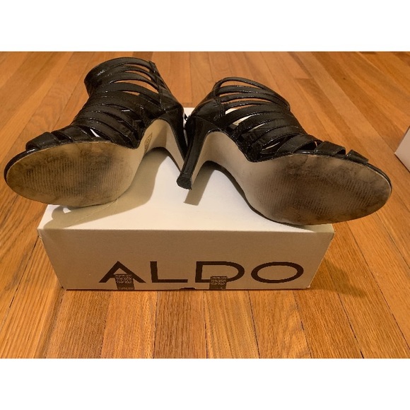 Aldo Bertotti Black Patent Caged Sandals 6 - Picture 2 of 2